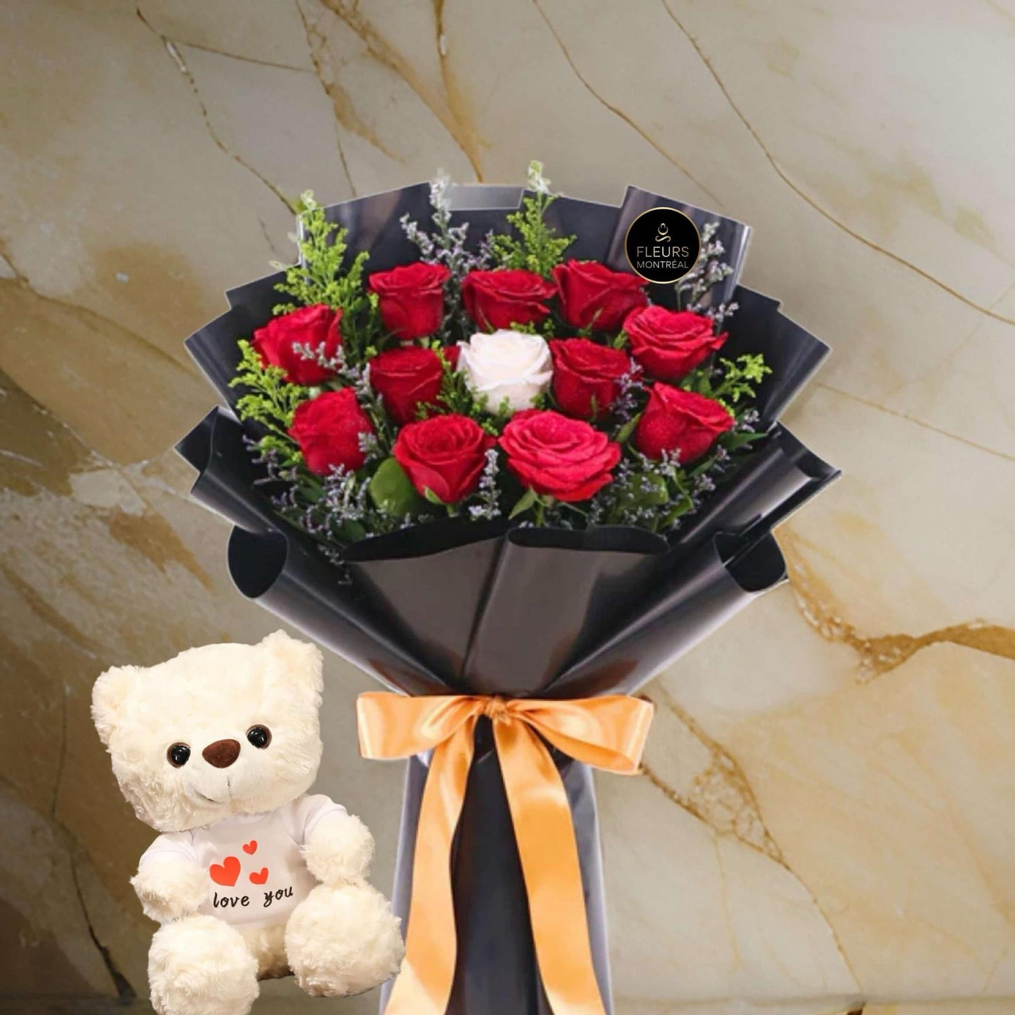 E-1 (12 RED & WHITE ROSES )