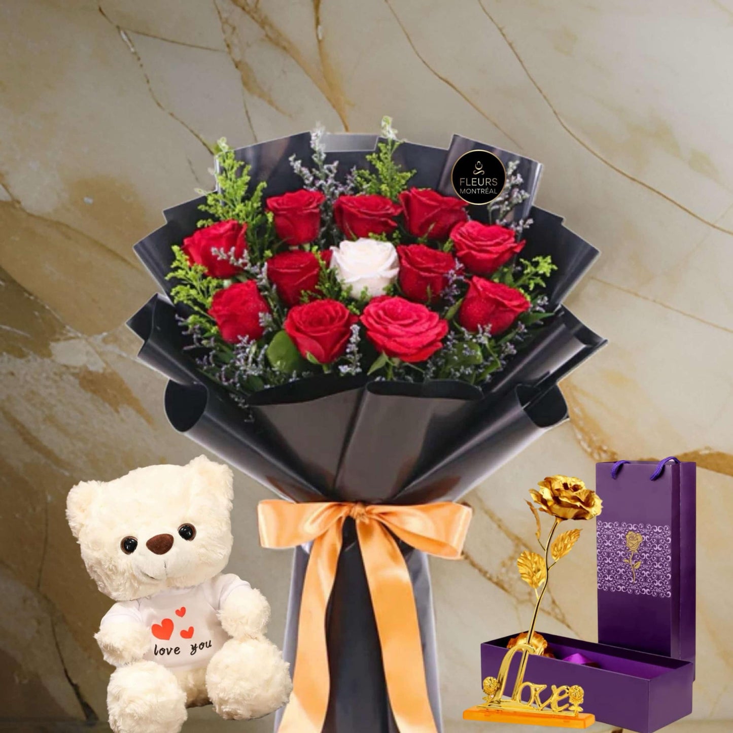 E-2 (12 RED & WHITE ROSES )