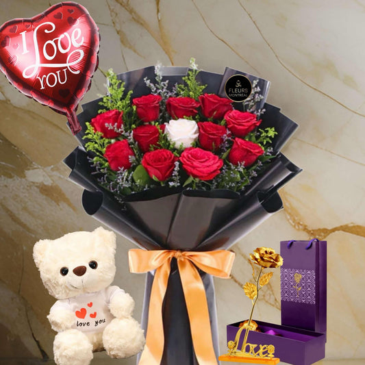 E-3 (12 RED & WHITE ROSES )