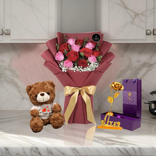 I-2 (12 RED ROSES & PINK )