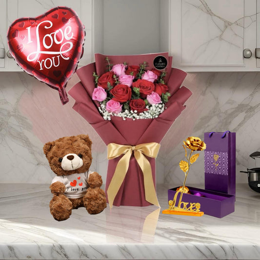 I-3 (12 RED ROSES & PINK )