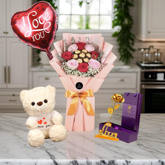 K-3 (8 RED ROSES& FERRERO)