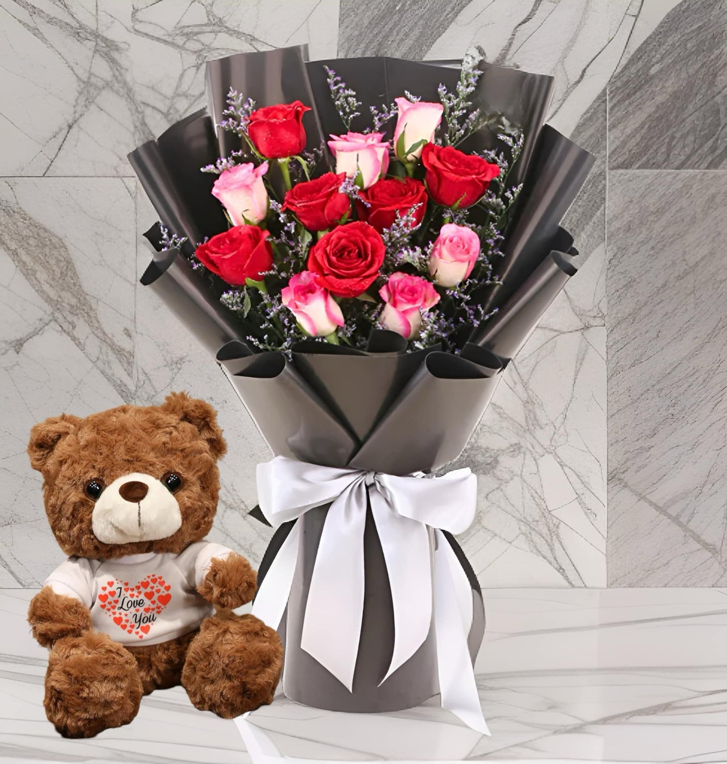 R-1 (12 RED ROSES & PINK )