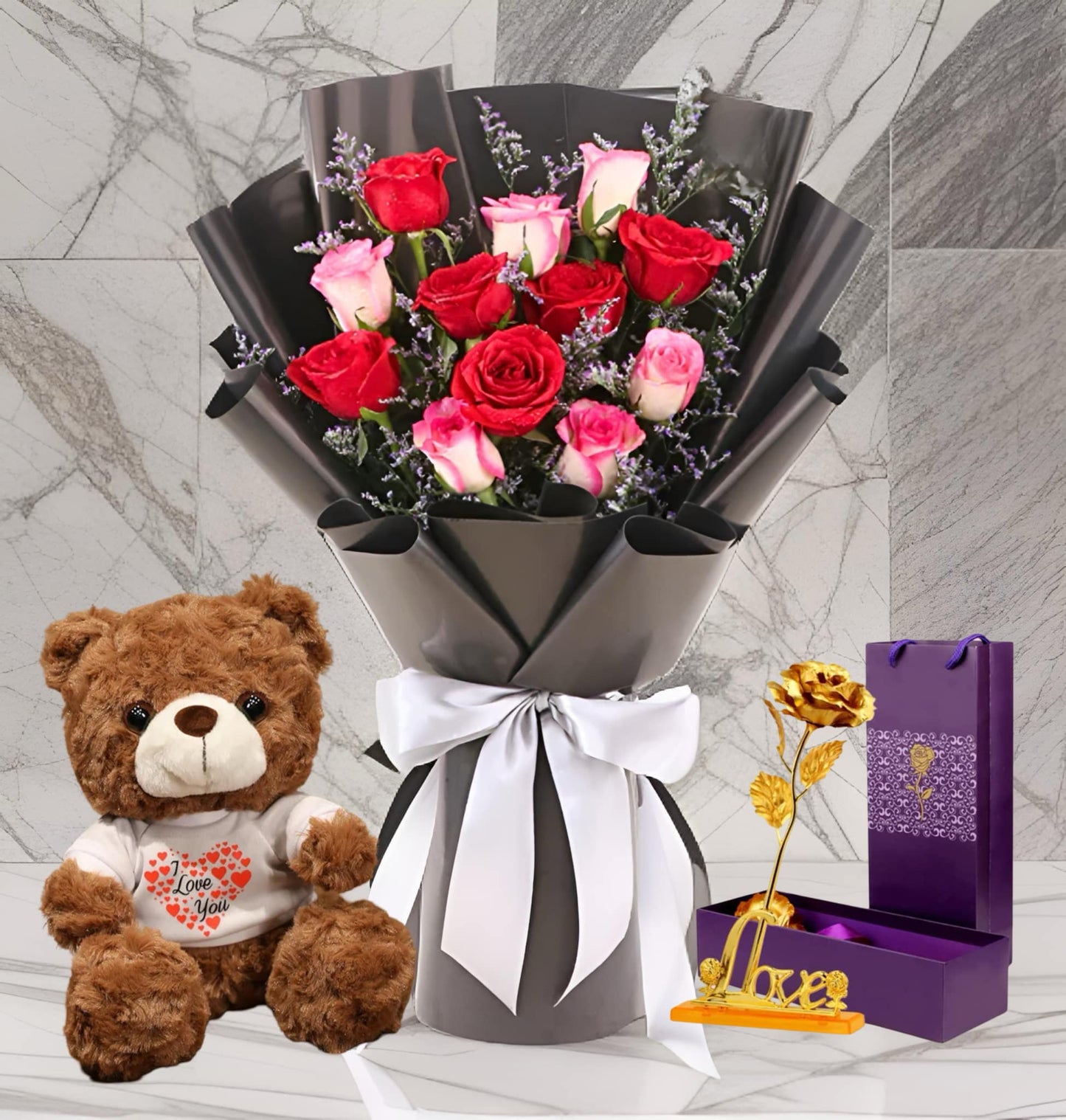 R-2 (12 RED ROSES & PINK )