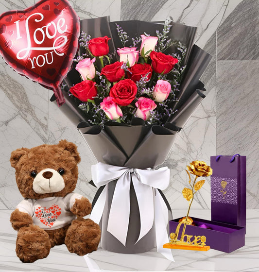 R-3 (12 RED ROSES & PINK )