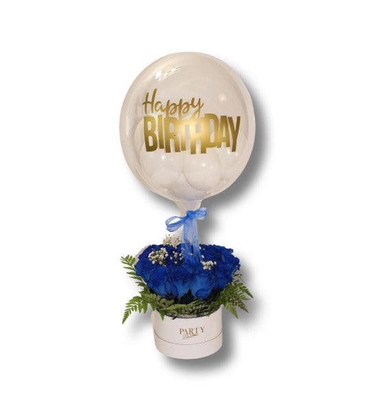 Boîte de roses bleues 8'inch